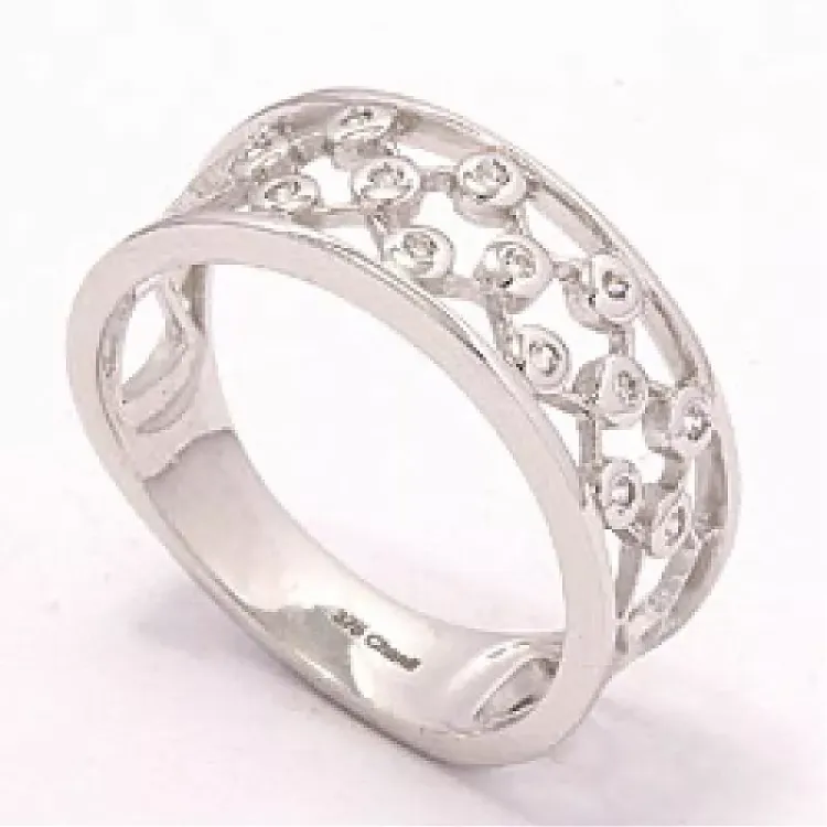 Breit zirkon ring aus 8 karat weißgold