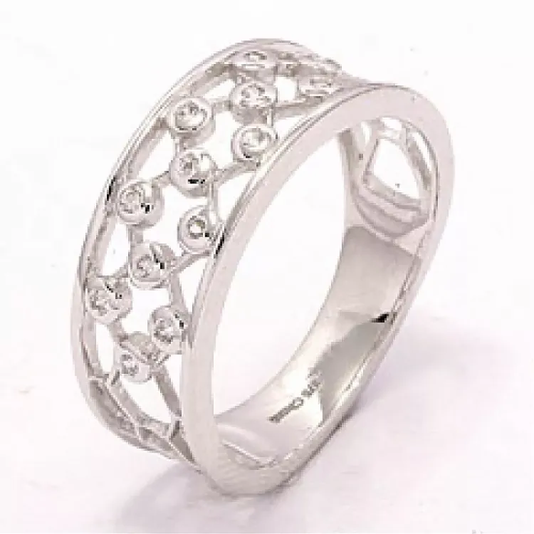 Breit zirkon ring aus 8 karat weißgold