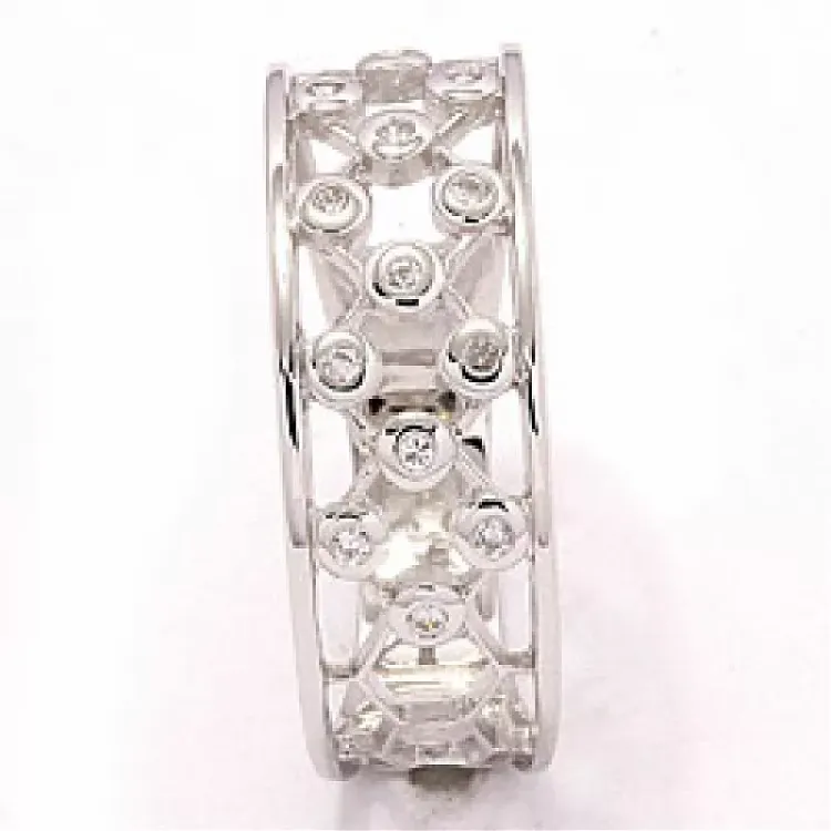 Breit zirkon ring aus 8 karat weißgold