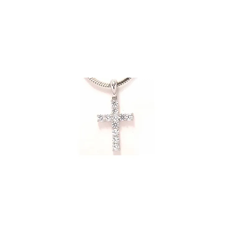 Kreuz Zirkon Anhänger aus 9 Karat Weißgold