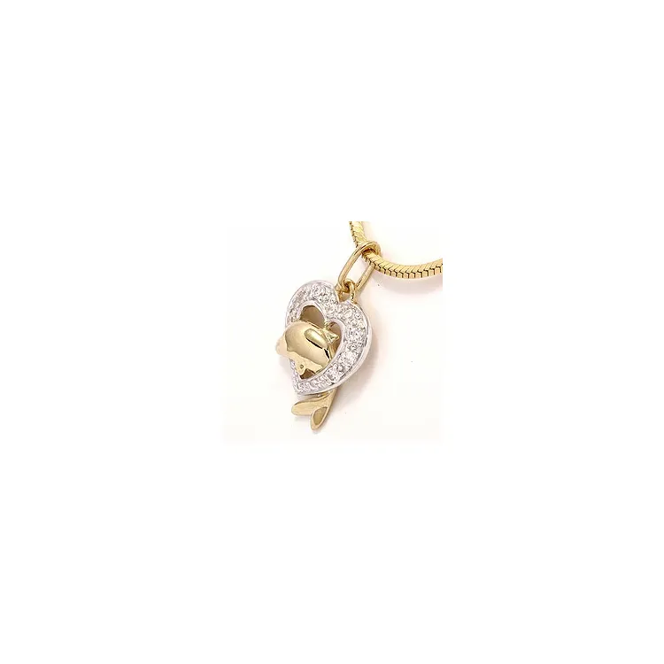 Herz Delfin Anhänger aus 9 Karat Gold mit Rhodium