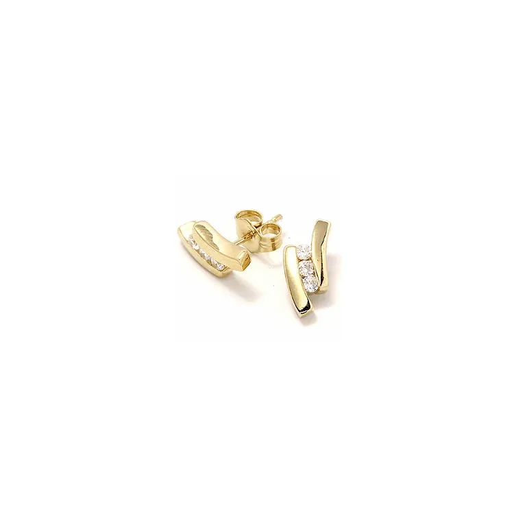 Abstraktem Ohrstecker in 9 Karat Gold mit Zirkonen