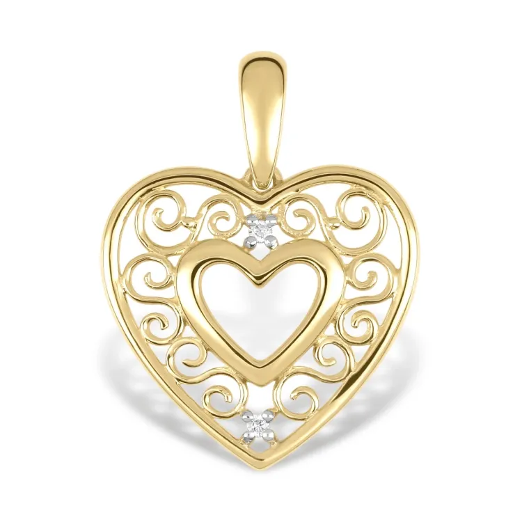 Herz Zirkon Anhänger aus 8 Karat Gold, rhodiniert