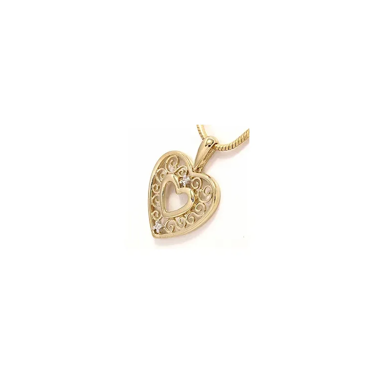 Herz Zirkon Anhänger aus 8 Karat Gold, rhodiniert