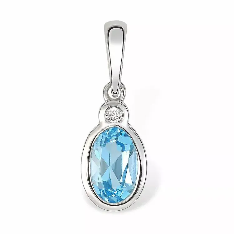 Blauem Topas Anhänger aus 9 Karat Weißgold