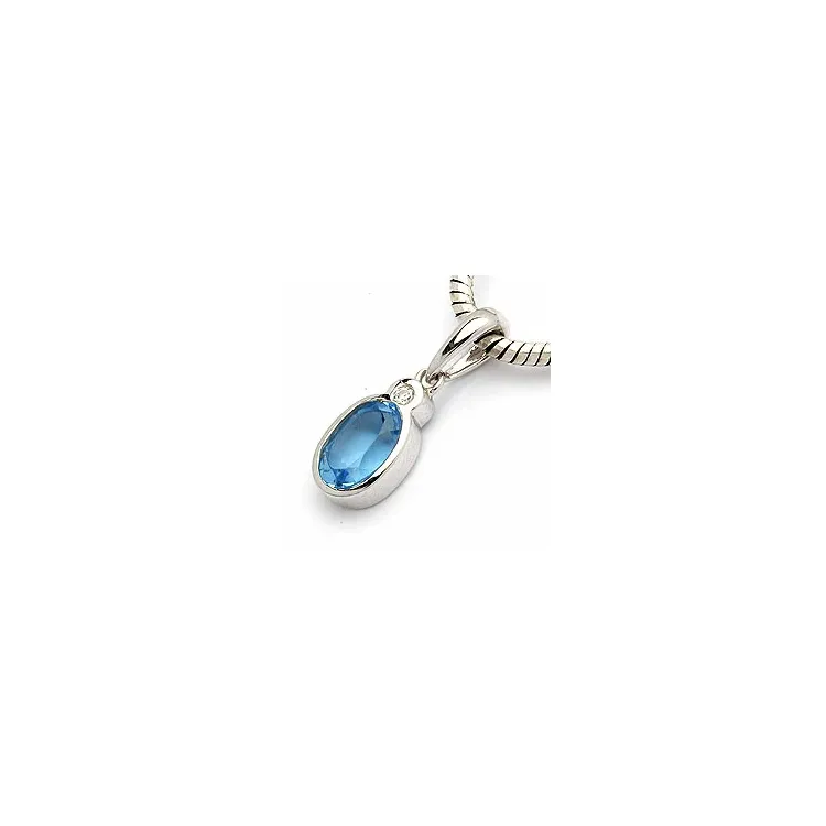 Blauem Topas Anhänger aus 9 Karat Weißgold
