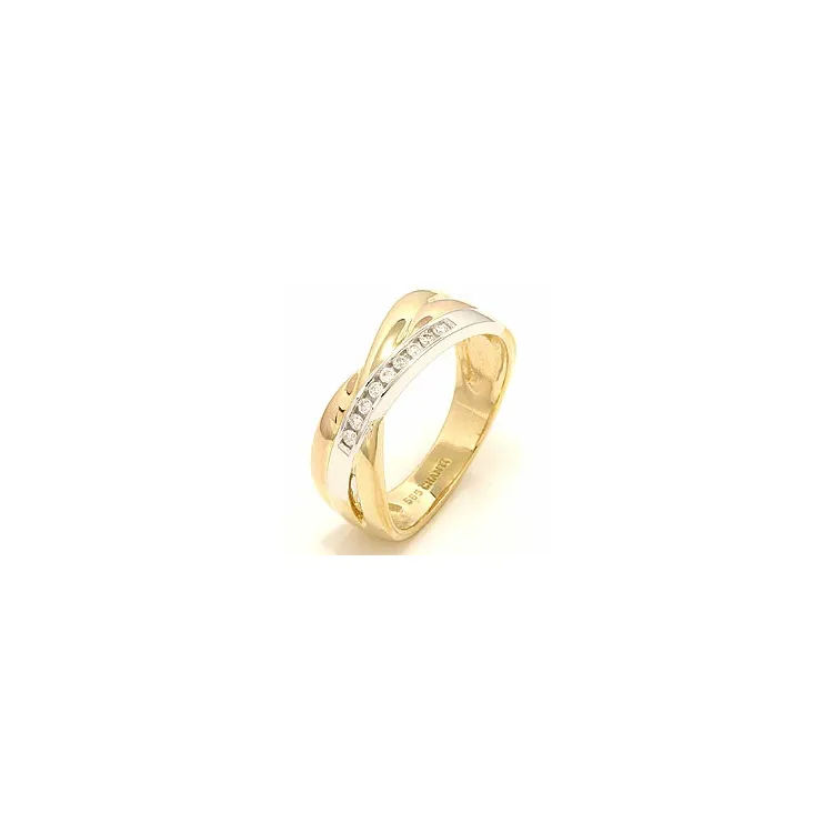 abstraktem Diamant Ring in 14 Karat Gelb-, Weiß- und Rotgold 0,09 ct