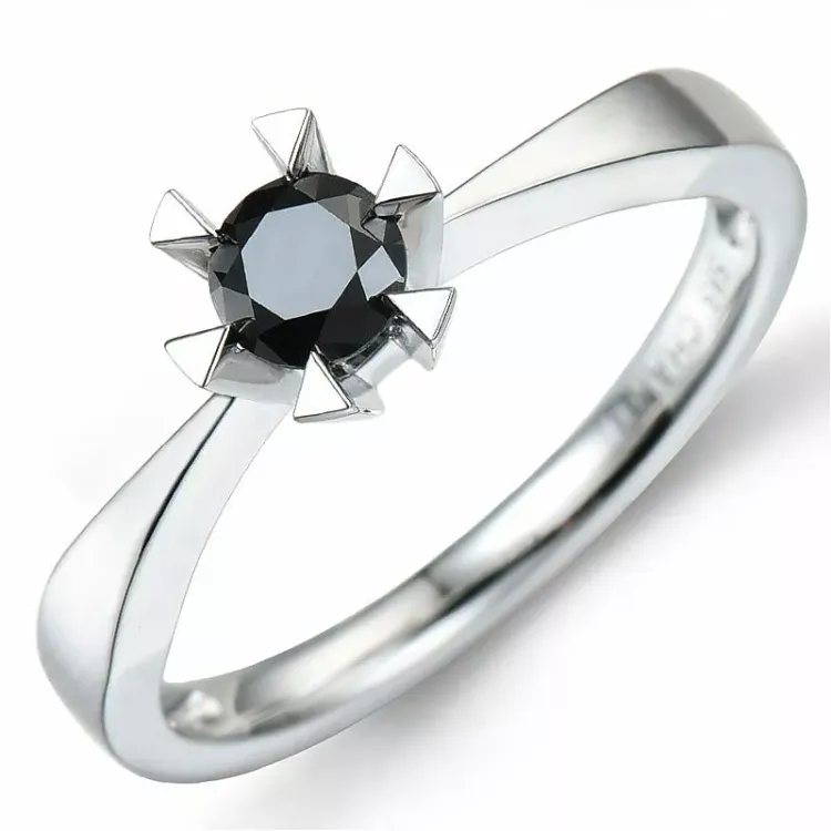 0,50 ct schwarz Diamant Solitärring in 14 Karat Weißgold 0,50 ct