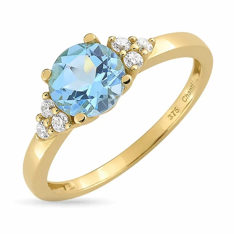 blauem Topas Ring aus 9 Karat Gold - Gold Collection