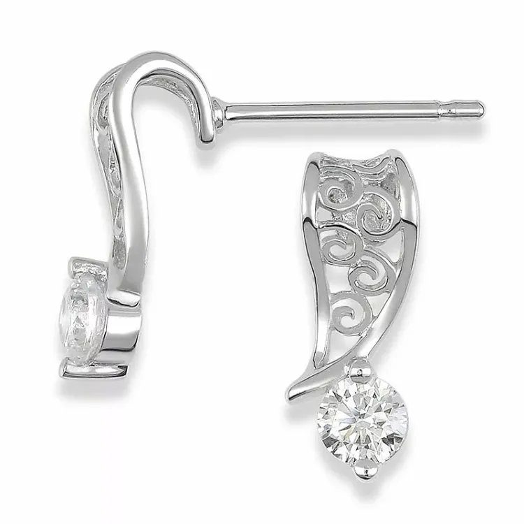 Weißgold Ohrring in 9 Karat Weißgold mit Zirkonen