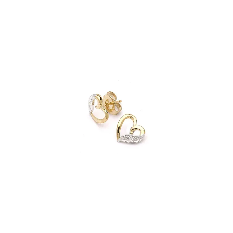 Herzohrringe in 9 Karat Gold mit Zirkonen