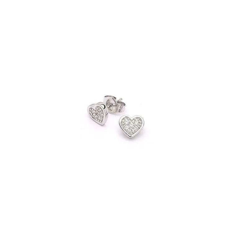 Herzohrringe in 9 Karat Weißgold mit Zirkonen