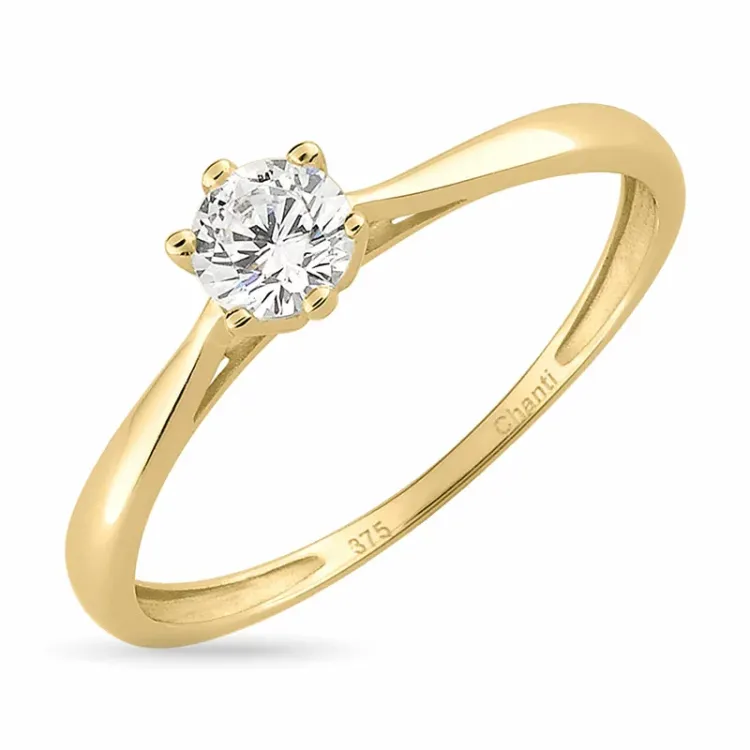 eng Solitärring aus 8 Karat Gold - Gold Collection