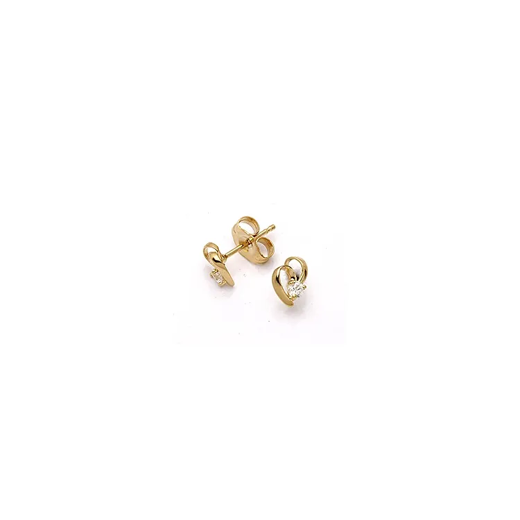 Herz Ohrringe in 9 Karat Gold mit Zirkonen und Onyxen