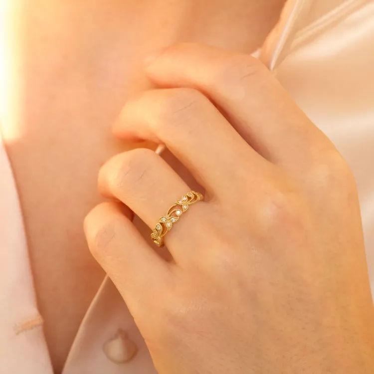Gold Gold Ring in 14 Karat Gold 0,10 ct