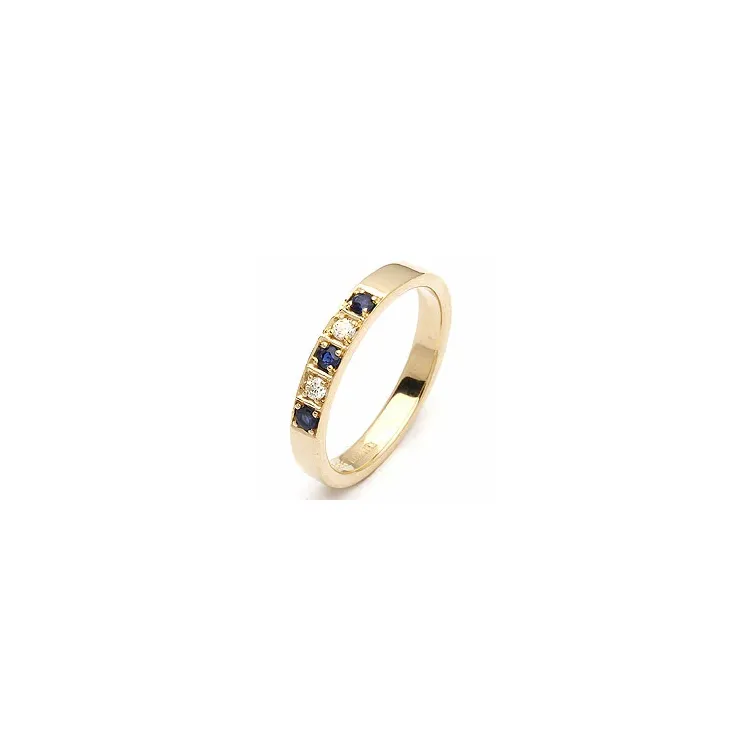 blauem Saphir Diamantring in 14 Karat Gold 0,06 ct 0,13 ct