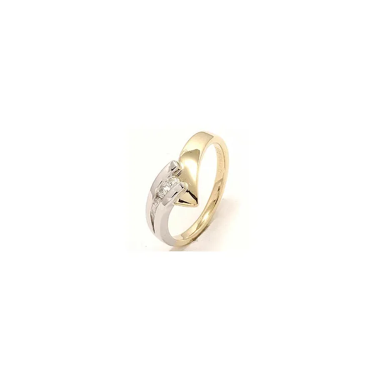 Gold Ring in 14 Karat Gold- und Weißgold 0,10 ct