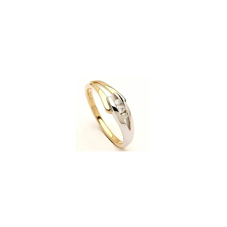 abstraktem Diamantring in 14 Karat Gold- und Weißgold 0,07 ct