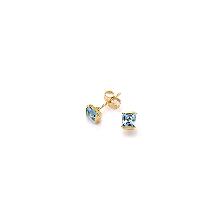 Viereckigem Ohrringe in 9 Karat Gold mit Topasen