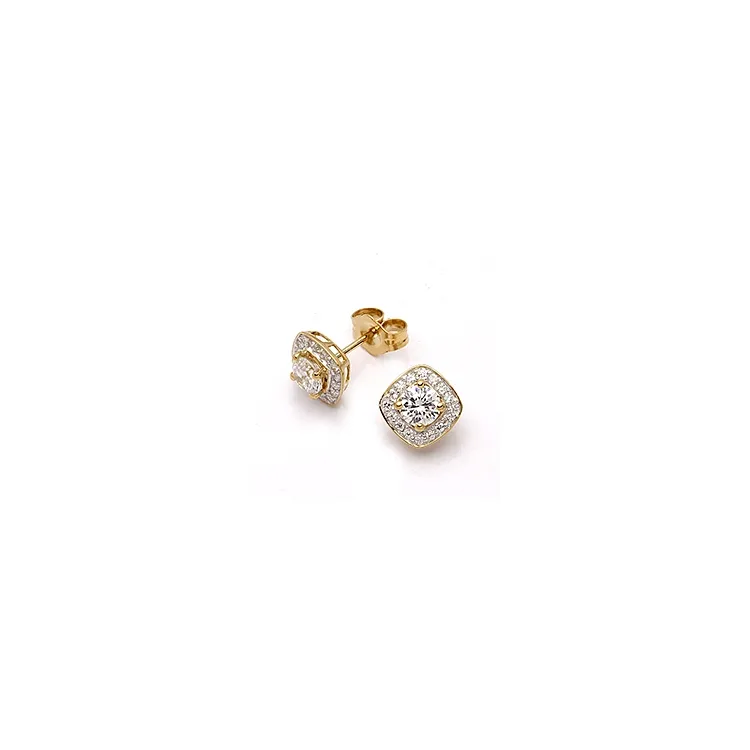 Viereckigem Ohrringe in 9 Karat Gold mit Zirkon
