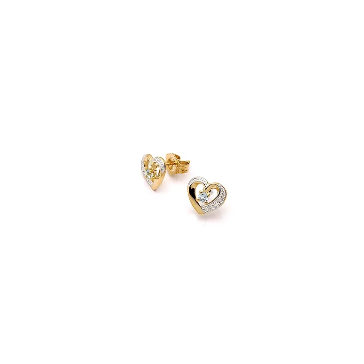 Herz Ohrringe in 9 Karat Gold mit Rhodium mit Topas und Zirkon