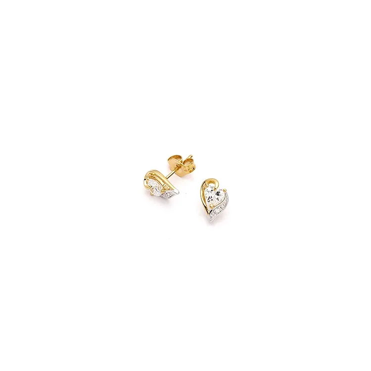 Herz Ohrringe in 9 Karat Gold mit Rhodium mit Zirkon