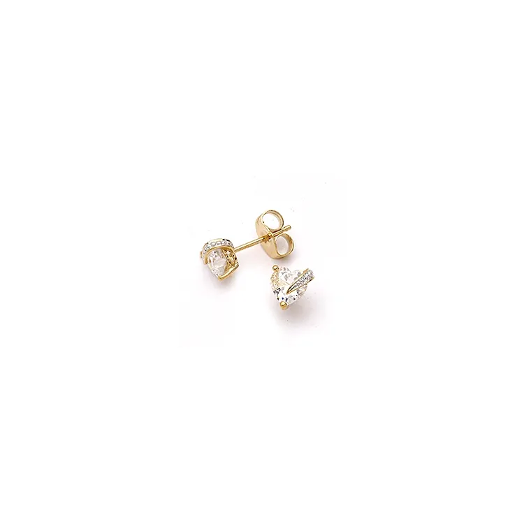 Herz Ohrringe in 9 Karat Gold mit Rhodium mit Zirkon