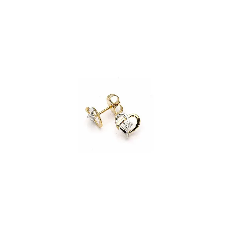 Herz Ohrringe in 9 Karat Gold und Weißgold mit Zirkonen