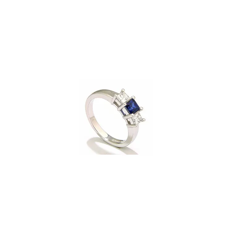 viereckigem Saphir Ring in 14 Karat Weißgold 0,52 ct 0,36 ct