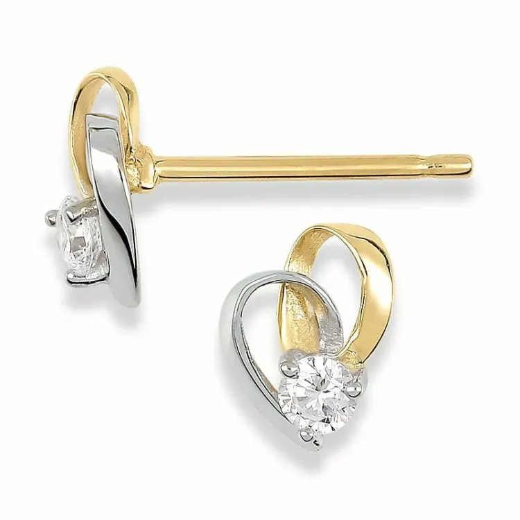 Herz Ohrringe in 9 Karat Gold mit Rhodium mit Zirkon