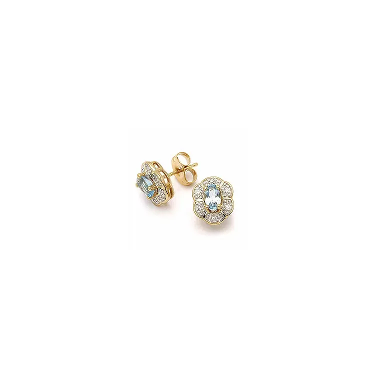 Abstraktem Ohrringe in 9 Karat Gold mit Topasen und Zirkonen