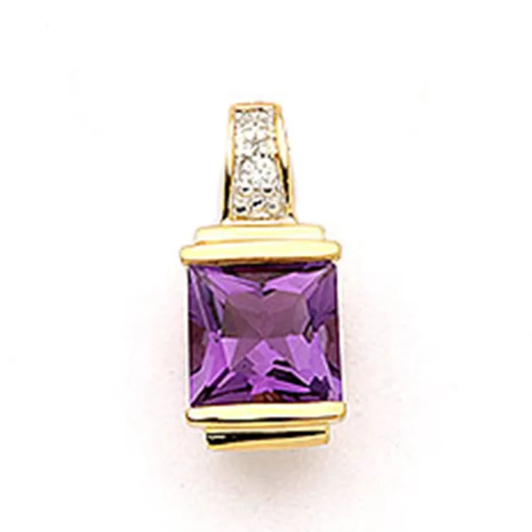 viereckigem Anhänger aus 9 Karat Gold mit Rhodium