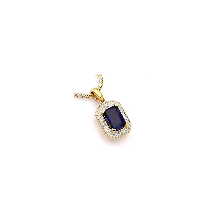 viereckigem Anhänger aus 9 Karat Gold mit Rhodium