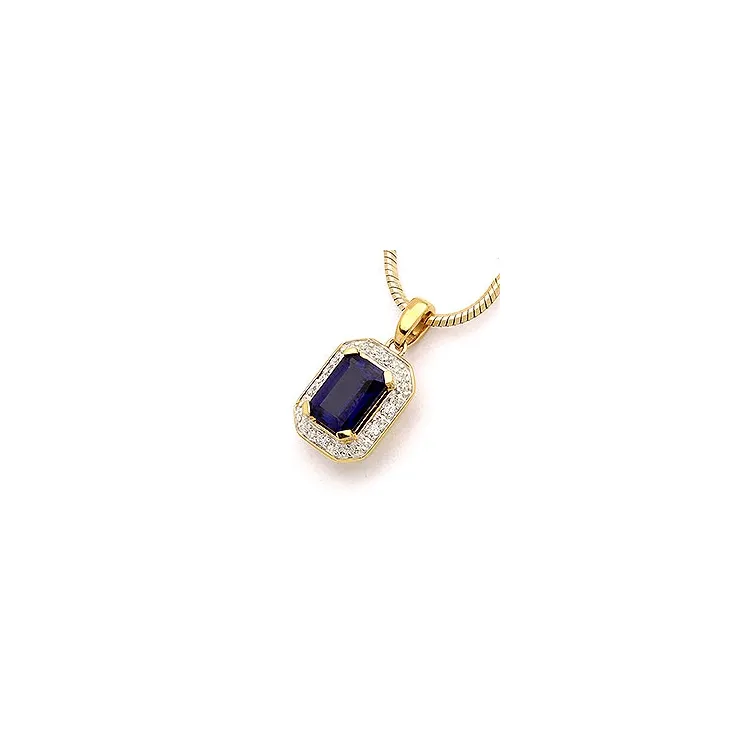 viereckigem Anhänger aus 9 Karat Gold mit Rhodium