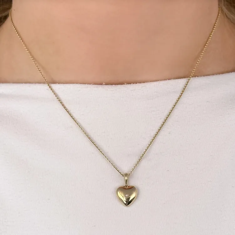 Herz Diamant Anhänger in 14 karat Gold 0,01 ct