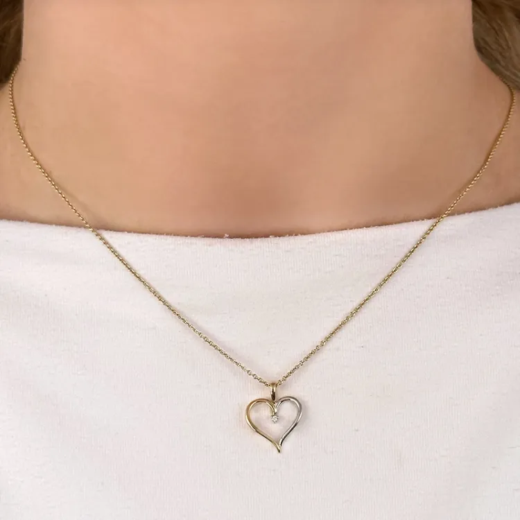 Herz Diamant Anhänger in 14 karat Gold- und Weißgold 0,01 ct
