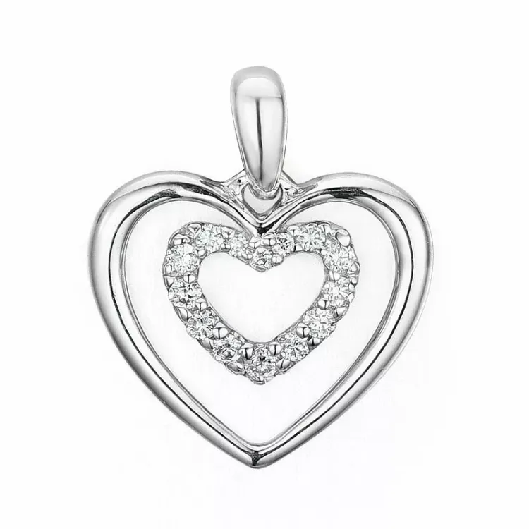 Herz Diamant Anhänger in 14 karat Weißgold 0,08 ct
