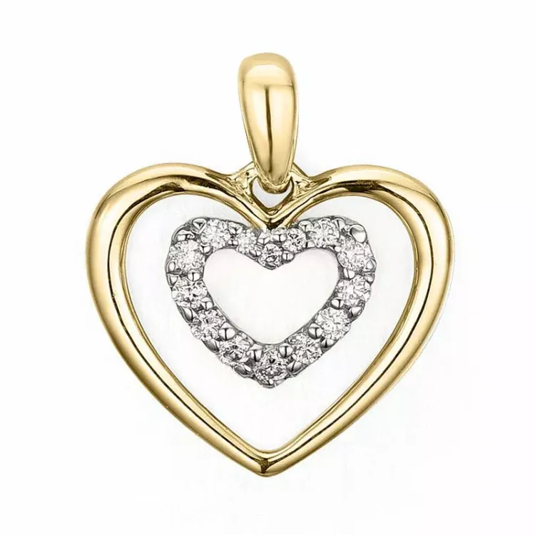 Herz Diamant Anhänger in 14 karat Gold- und Weißgold 0,08 ct