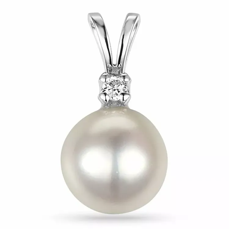 Perle Anhänger in 14 karat Weißgold 0,02 ct