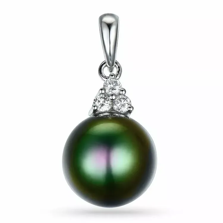 Perle Anhänger in 14 karat Weißgold 0,12 ct