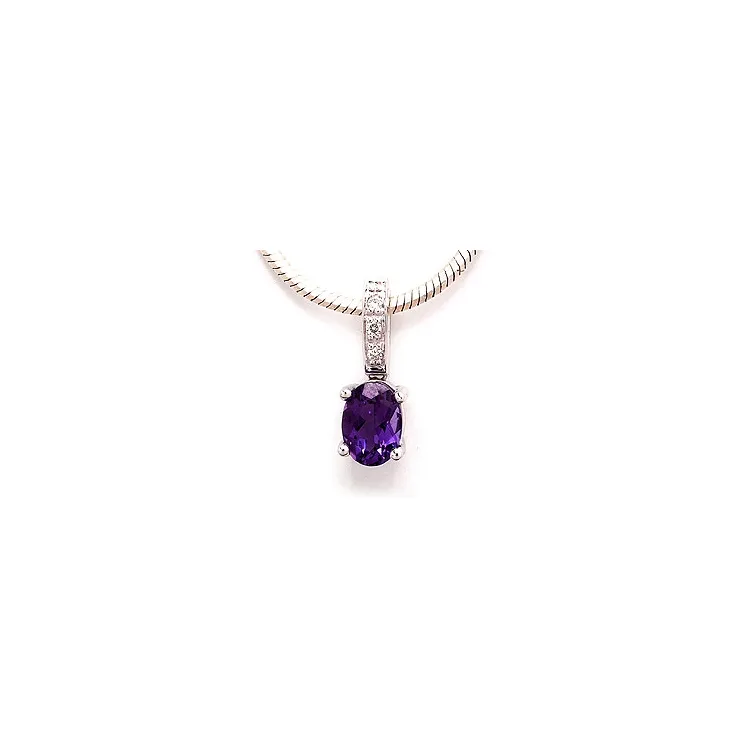 Amethyst Anhänger in 14 karat Weißgold 0,03 ct 0,80 ct