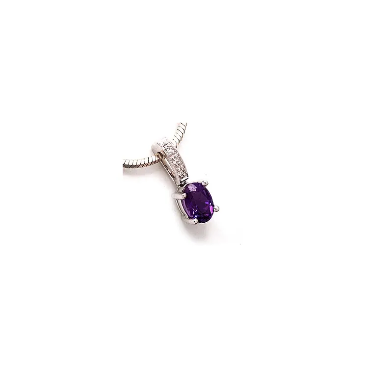 Amethyst Anhänger in 14 karat Weißgold 0,03 ct 0,80 ct