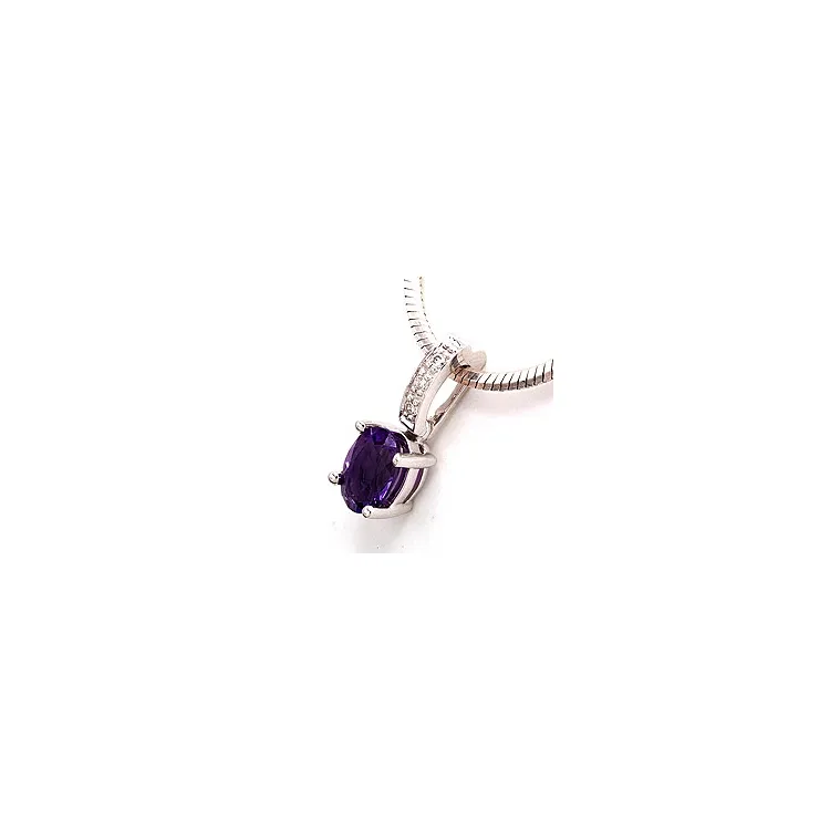 Amethyst Anhänger in 14 karat Weißgold 0,03 ct 0,80 ct