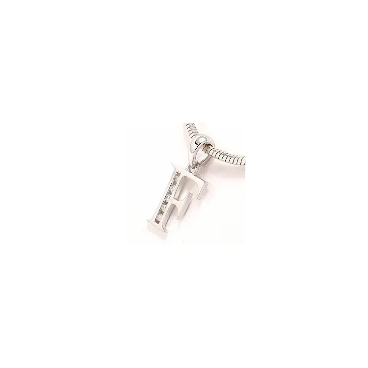 buchstab f Anhänger in 14 karat Weißgold 0,04 ct