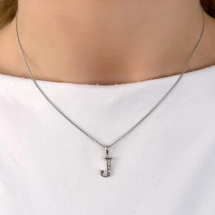 buchstab j Anhänger in 14 karat Weißgold 0,04 ct