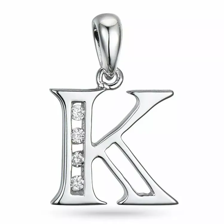 buchstab k Anhänger in 14 karat Weißgold 0,04 ct