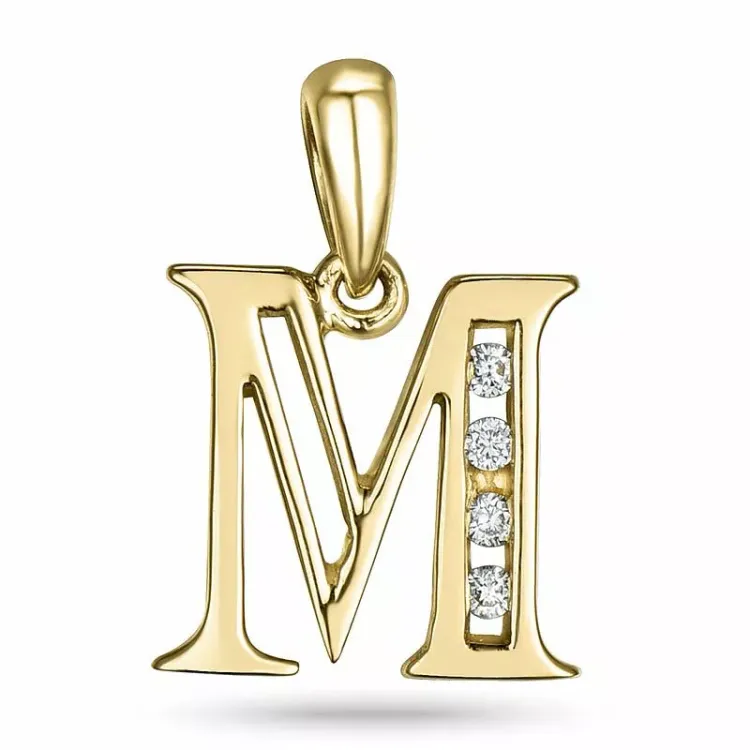 buchstab m Anhänger in 14 karat Gold 0,04 ct