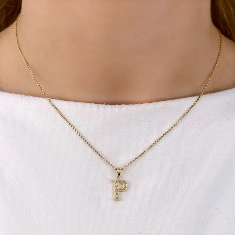 buchstab p Anhänger in 14 karat Gold 0,04 ct