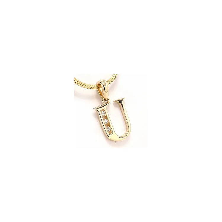 buchstab u Anhänger in 14 karat Gold 0,03 ct
