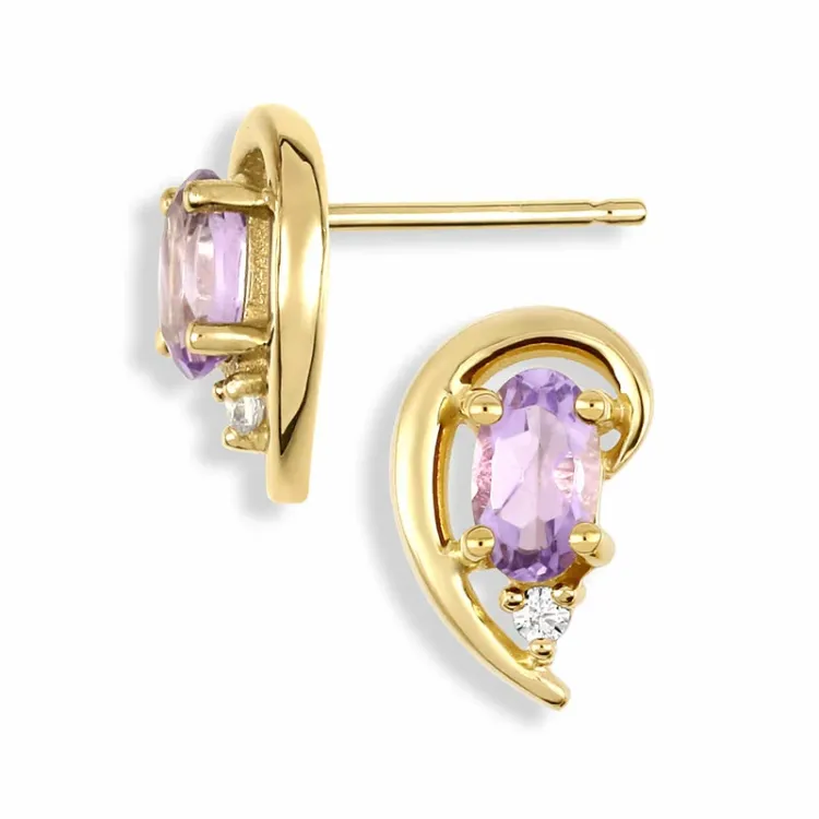 Ohrringe in 9 Karat Gold mit Amethyst und Diamant